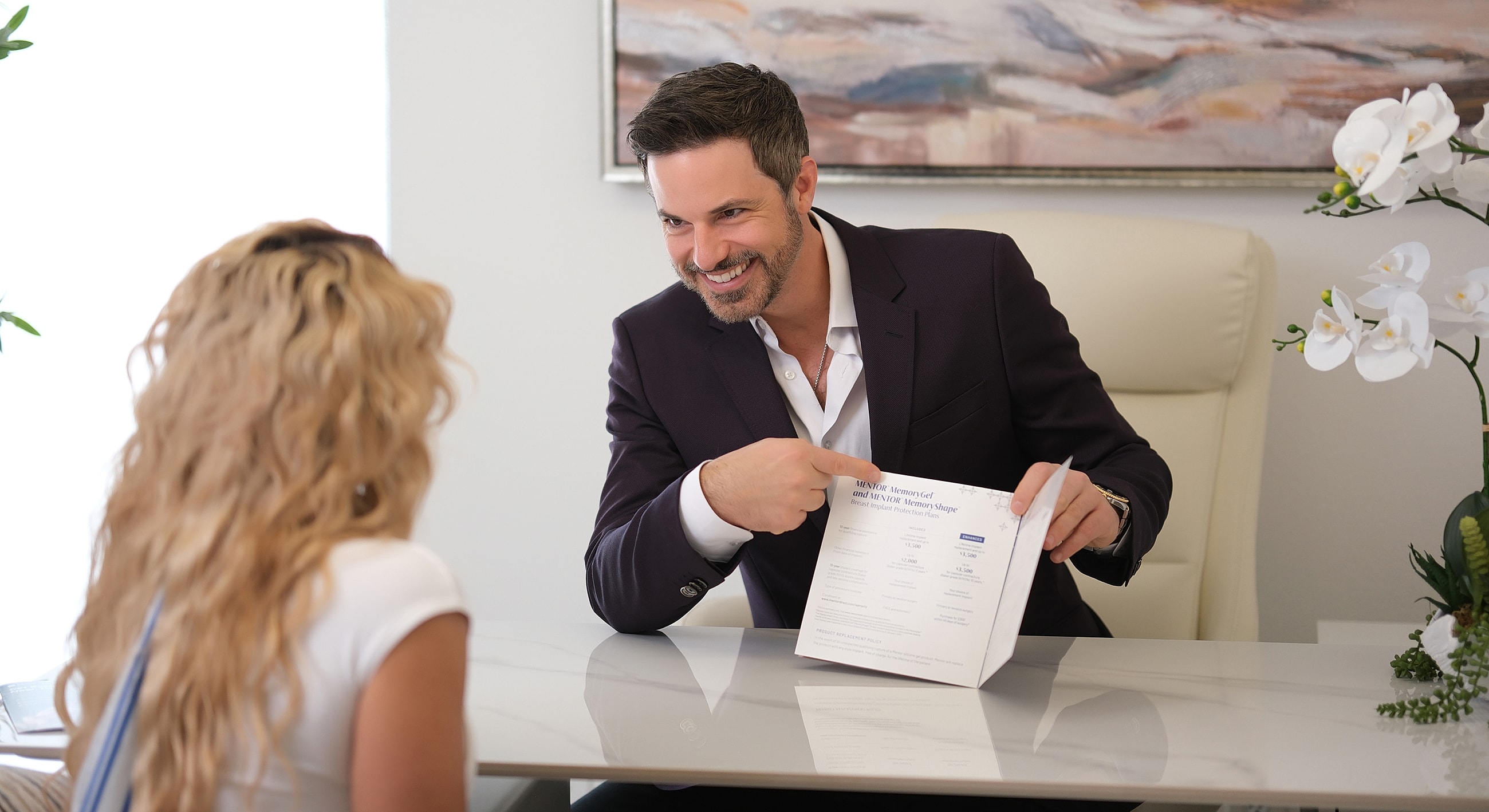Consultation about aesthetic treatment options.